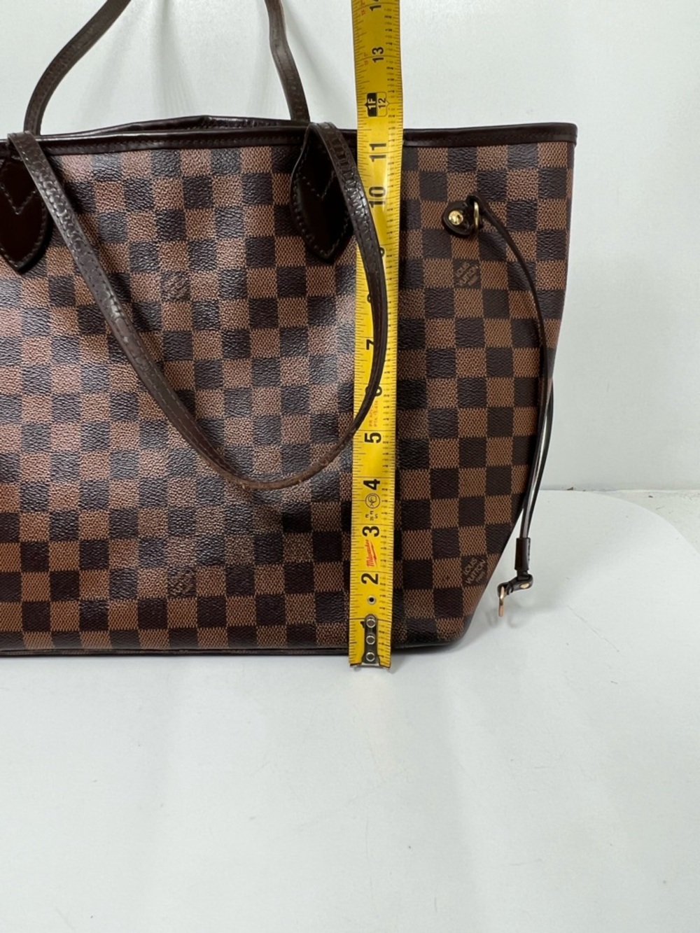 Louis Vuitton Neverfull MM Damier Ebene Tote w/ Pouch Red Interior + Pouch - Picture 14 of 15